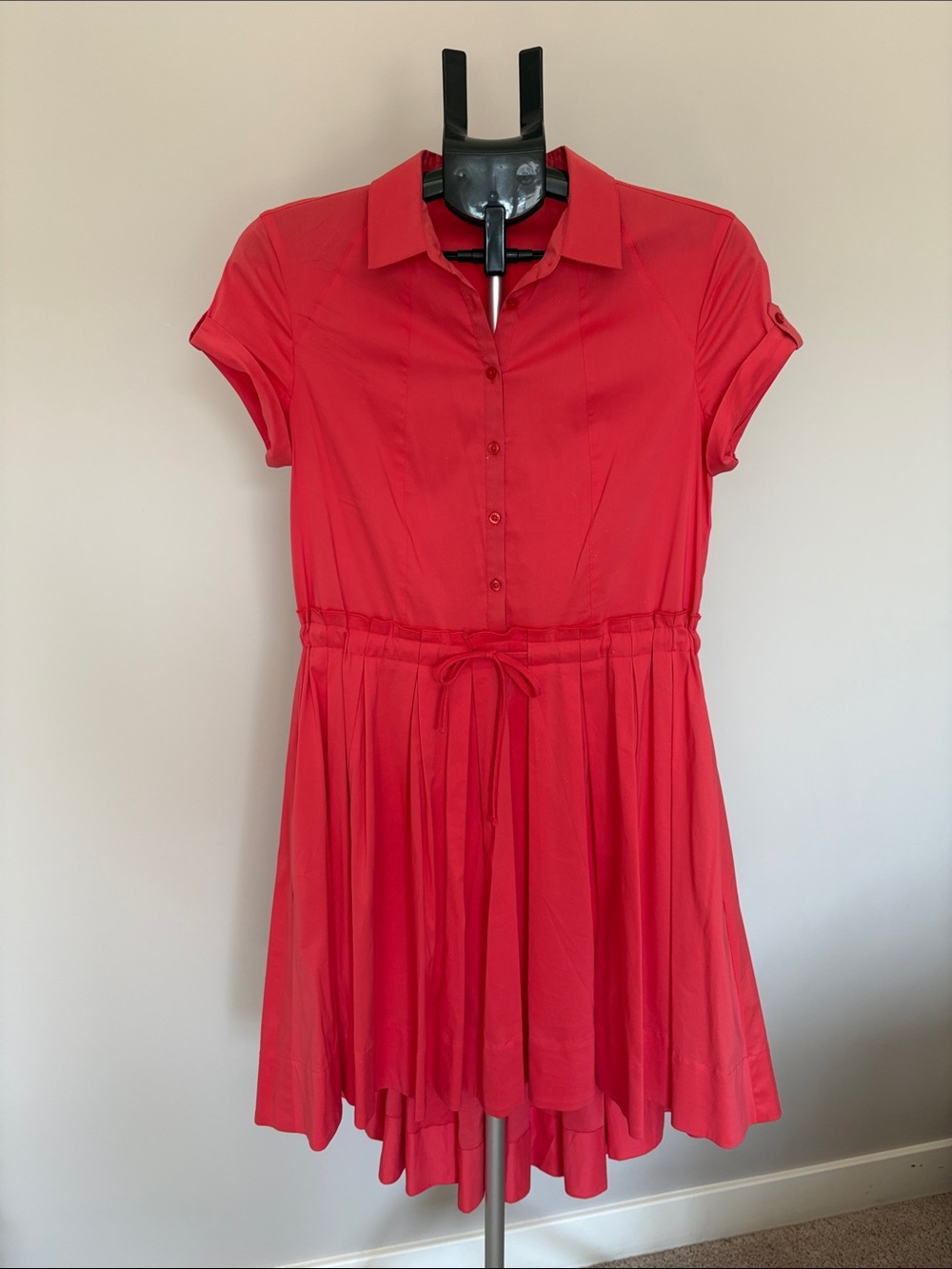 Armani Exchange Short-Sleeve Shirt Dress Hi Low Hem with Tie Waist - size 6